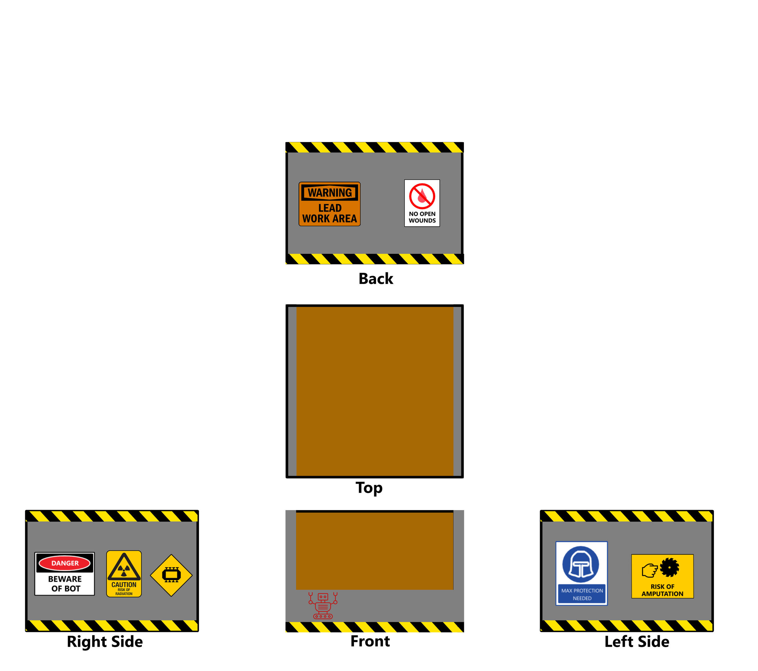 Orthographic projection of box design.